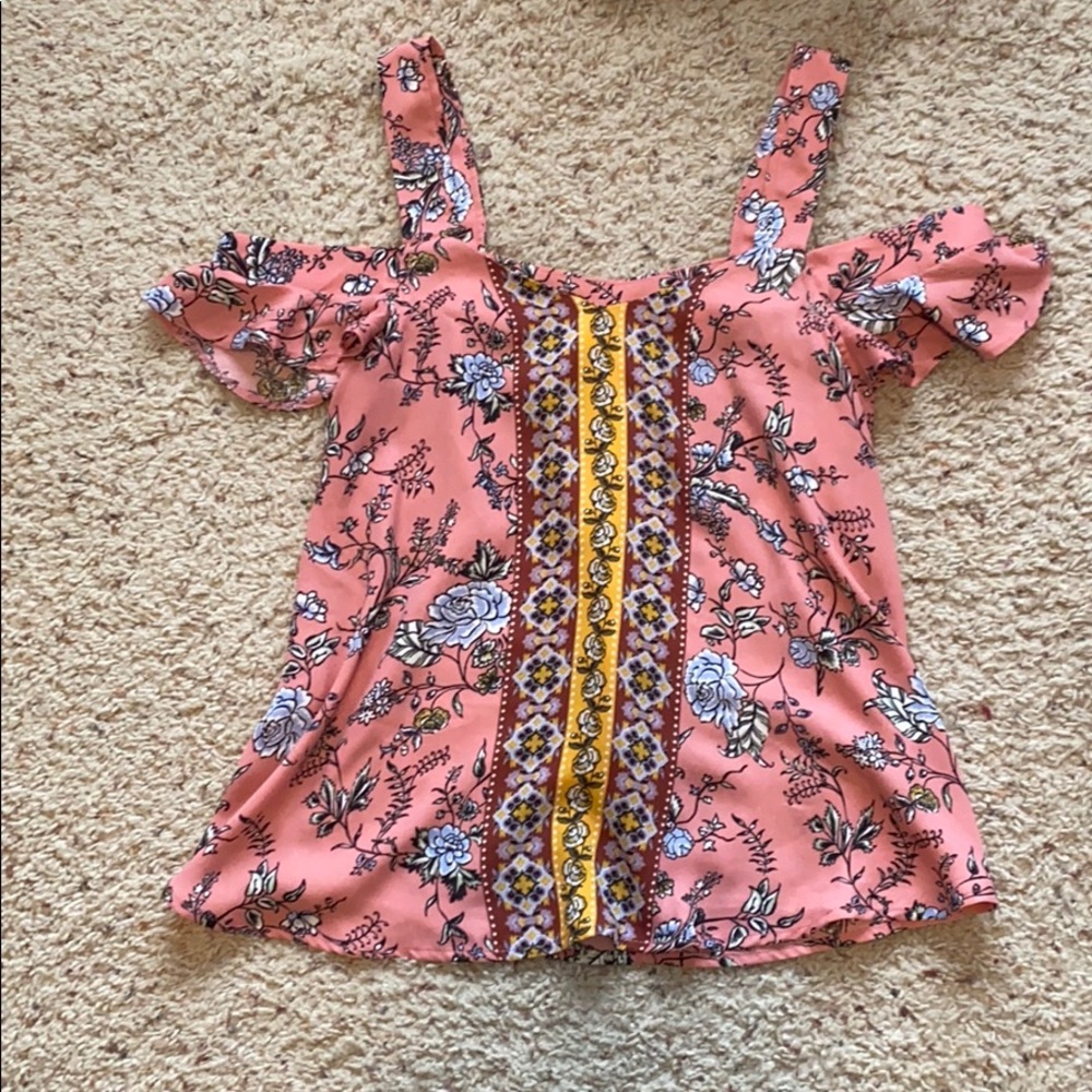 Pink with floral details top